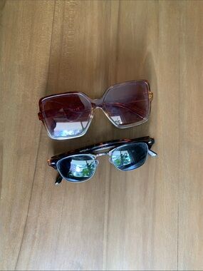 Lot of Two Stylish Oversized Brown Tinted Women's Sunglasses